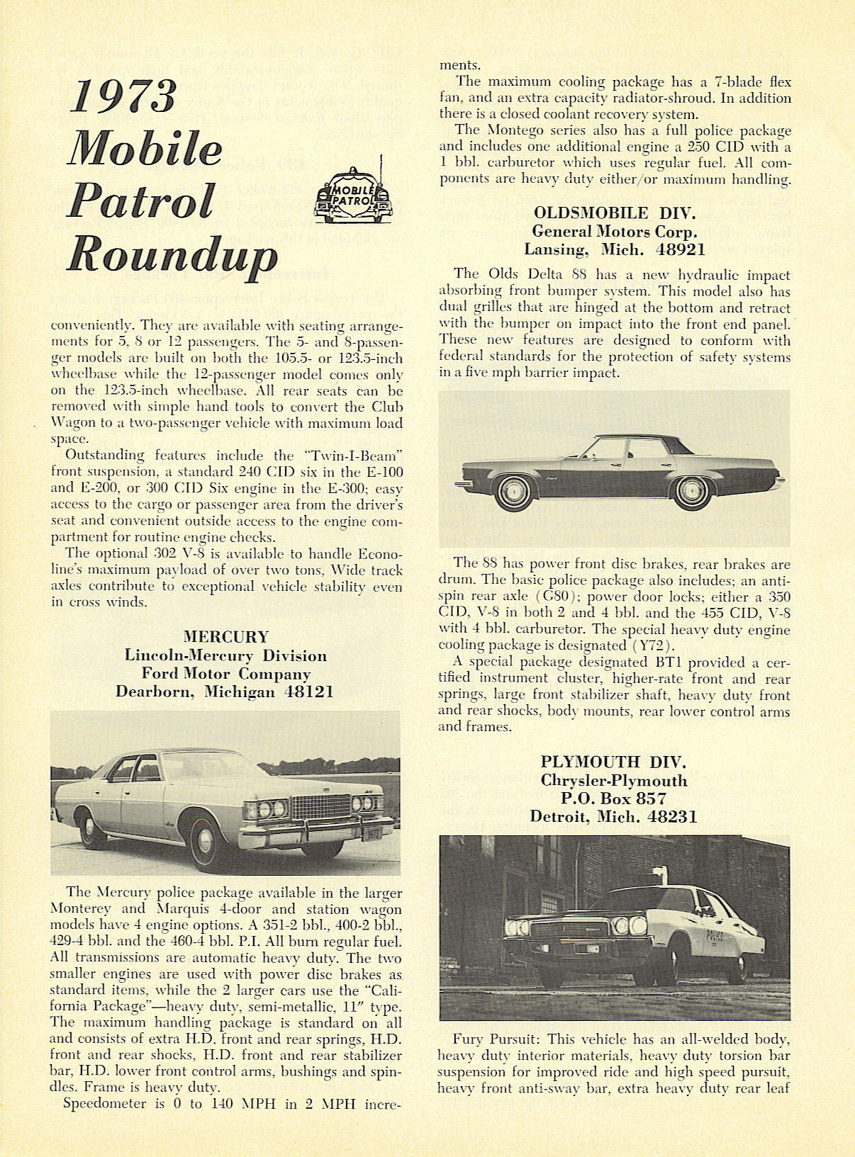 1973 Police Vehicles Booklet Page 8